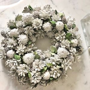 White Pinecone Wreath Partially Deconstructed for Crafters